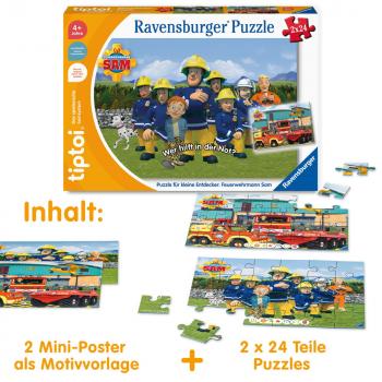 2 x 24 Teile Ravensburger Puzzle tiptoi Puzzeln, Entdecken, Erleben Fireman Sam 00139