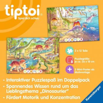 2 x 12 Teile Ravensburger Puzzle tiptoi Puzzeln, Entdecken, Erleben Dinosaurier 00198