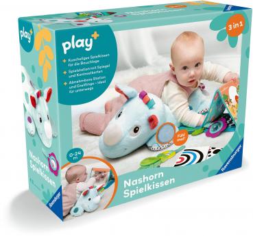 Ravensburger Babywelt Motorikspielzeug Play+ Nashorn Spielkissen für die Bauchlage 04866