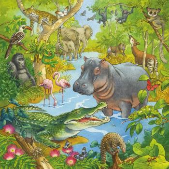 3 x 49 Teile Ravensburger Kinder Puzzle Im Urwald 05180