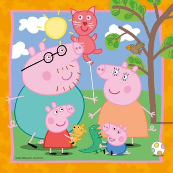 3 x 49 Teile Ravensburger Kinder Puzzle Peppa Pig Peppas Familie und Freunde 05579