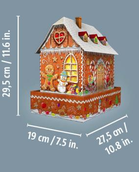 216 Teile Ravensburger 3D Puzzle Bauwerk Lebkuchenhaus bei Nacht 11237