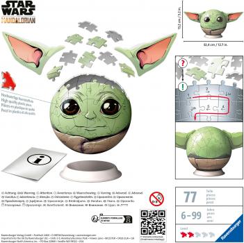 72 Teile Ravensburger 3D Puzzle Ball Star Wars Mandalorian Grogu Ball mit Ohren 11556