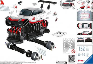 108 Teile Ravensburger 3D Puzzle Auto Porsche 911 GT3 Cup 11557