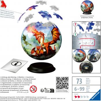 72 Teile Ravensburger 3D Puzzle Ball Mystische Drachen 11565