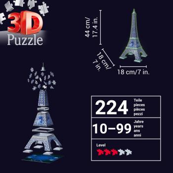 216 Teile Ravensburger 3D Puzzle Bauwerk Glow in the Dark Eiffelturm 11591