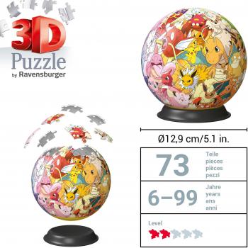 72 Teile Ravensburger 3D Puzzle Ball Pokémon Kanto Region 11595