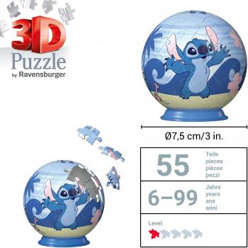 54 Teile Ravensburger 3D Puzzle Ball Disney Stitch 11597