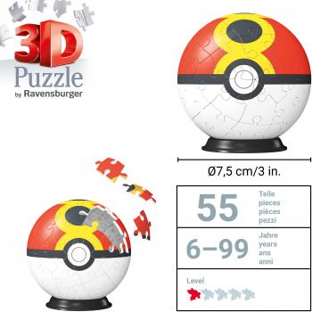 54 Teile Ravensburger 3D Puzzle Ball Pokémon Wiederball 11628