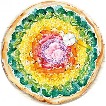 500 Teile Ravensburger Puzzle rund Circle of Colors Pizza 17347