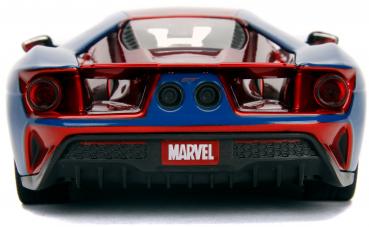 Jada Modellauto Hollywood Rides Marvel Spiderman 2017 Ford GT mit Figur 1:24 253225002