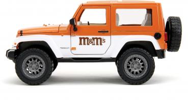 Jada Modellauto Hollywood Rides M&Ms Orange 2007 Jeep Wrangler mit Figur 1:24 253255068