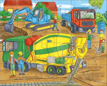 3 x 24 Teile HABA Kinder Puzzle Auf der Baustelle 1305469001