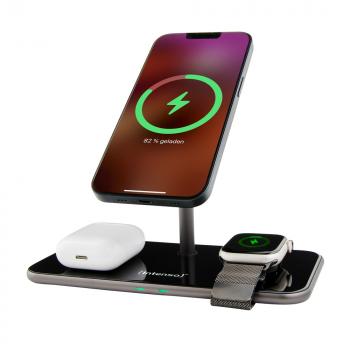 Intenso 3in1 Magnetic Wireless Chraging Stand MB13 Ladestation für 3 Geräte schwarz