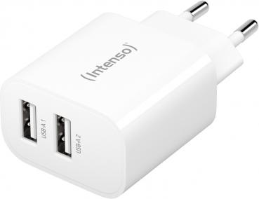 Intenso Ladegerät Power Adapter 24 Watt W24AA 2x USB-A für 2 Geräte weiß