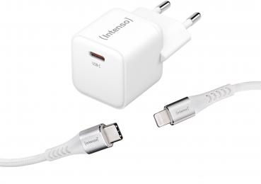 Intenso Lighting Kabel + Ladegerät Power Adapter 30 Watt W30C GaN 1x USB-C für 1 Gerät weiß