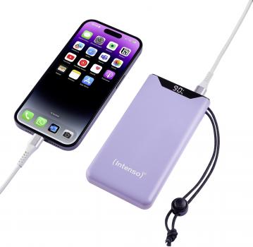 Intenso Powerbank F10000 PD Qualcomm Quick Charge 3.0 10000 mAh 1x USB Typ A und C OUT lila