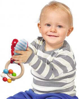 Eichhorn Baby Babywelt Geschenk Set Maraca, Greifling mit Sound, Greifling Motiv: Hase 100017045