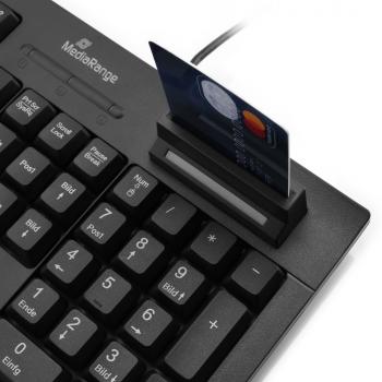 Mediarange Tastatur mit Chip Kartenlesegerät mit Kabel Keyboard schwarz MROS115