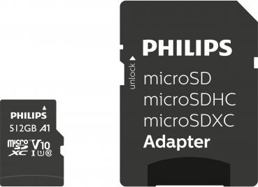 Philips Micro SDXC Karte 512GB Speicherkarte UHS-I U1 V10 A1 Class 10