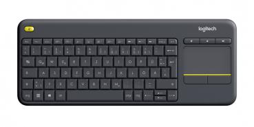 Logitech Tastatur K400 Wireless Unifying kabellos Plus TV Touchpad schwarz 920-007127