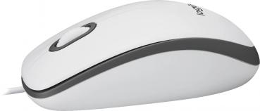 Logitech Maus M100 optisch mit Kabel 3 Tasten 1000 dpi weiß 910-006764