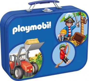 2 x 60 + 2 x 100 Teile Schmidt Spiele Kinder Puzzle Playmobil Puzzle-Box blau Metallkoffer 55599