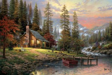 500 Teile Schmidt Spiele Puzzle Thomas Kinkade Haus in den Bergen 58455