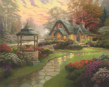 1000 Teile Schmidt Spiele Puzzle Thomas Kinkade Haus mit Brunnen 58463