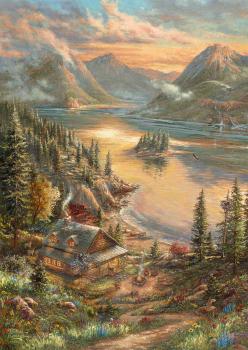 500 Teile Schmidt Spiele Puzzle Thomas Kinkade Pracht am Seeufer 59710