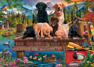 1000 Teile Schmidt Spiele Puzzle Hundefamilie am See 59778