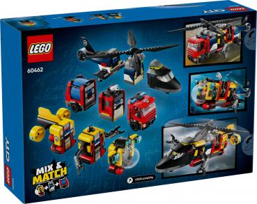 LEGO® City Fahrzeuge Kombinationsset mit Hubschrauber, Löschauto und U-Boot 874 Teile 60462