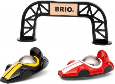 Brio Spielfahrzeug Spielset Rennbahn Turm mit zwei Rennwagen 30550