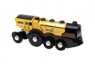 Brio World Eisenbahn Lok Goldene Batterielok mit Licht und Sound 1 Teil 33630