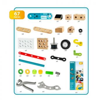 Brio Spielzeug Bausystem Builder Nachziehmotor Konstruktionsset 67 Teile 34595