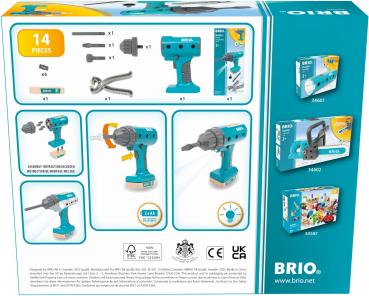 Brio Spielzeug Bausystem Builder Akkuschrauber 13 Teile 34600