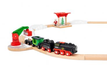 Brio World Eisenbahn Starter Set Dampflok Weihnachts Set 26 Teile 36014