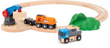 Brio World Eisenbahn Starter Set Güterzug mit Kran A 14 Teile 36028