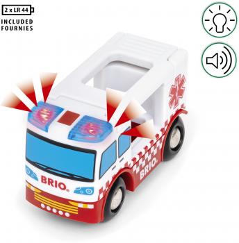 Brio World Eisenbahn Fahrzeug Rettungswagen 4 Teile 36035