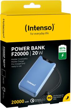 Intenso Powerbank F20000 PD Qualcomm Quick Charge 3.0 20000 mAh 1x USB Typ A und C OUT blau