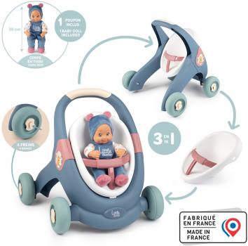 Smoby Spielzeug Little Smoby 3-in-1 Lauflernwagen Baby Puppenwagen 7600140308