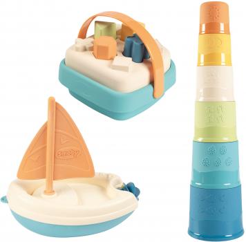 Smoby Spielzeug Little Smoby Green Set Segelboot, Magic Tower und Formensteckspiel 7600140605