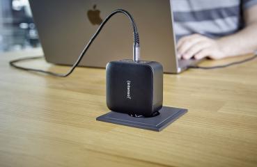 Intenso Ladegerät Power Adapter W140A3C GaN + C520C Kabel 3x USB-C 1x USB-A für 4 Gerät schwarz