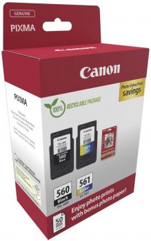 2 Canon Druckerpatronen Tinte PG-560 BK / CL-561 tri-color Photo Value Pack inkl. Fotopapier