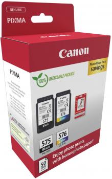 2 Canon Druckerpatronen Tinte PG-575 BK / CL-576 tri-color Photo Value Pack inkl. Fotopapier