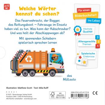 Ravensburger Buch Pappbilderbuch Meine ersten Wörter Fahrzeuge im Einsatz 41772