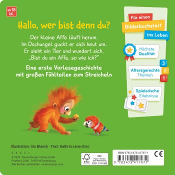 Ravensburger Buch Pappbilderbuch Mein erstes Vorlese-Fühlbuch Bist du ein Affe? 41797