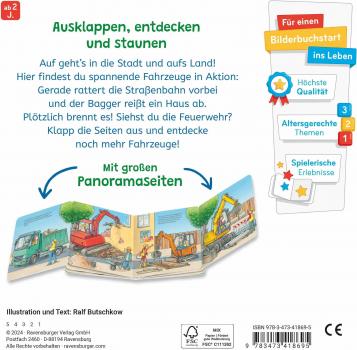 Ravensburger Buch Pappbilderbuch Klapp aus und schau! Viele, viele Fahrzeuge 41869