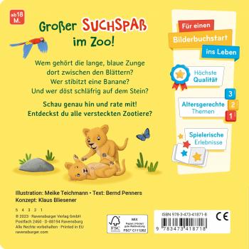 Ravensburger Buch Pappbilderbuch Rate mal Wer spielt im Zoo? 41871