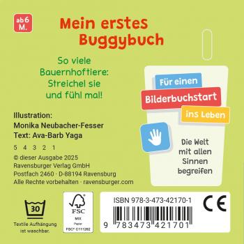 Ravensburger Buch Pappbilderbuch Mitmachen Mein erstes Buggybuch Fühl mal! Bauernhoftiere 42170